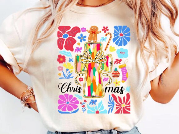 Boho Pink Christmas Jesus Coquette PNG for T-Shirt Designs