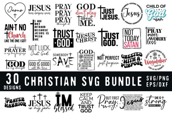 Christian SVG PNG Bundle, Bible Verse 30 T-Shirt Designs