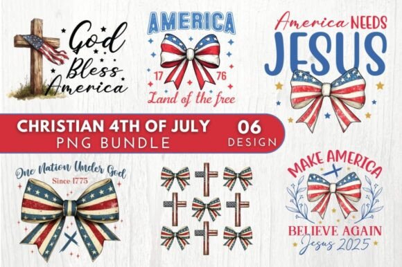 Christian Trendy 4th of July PNG Bundle: T-Shirt Designs