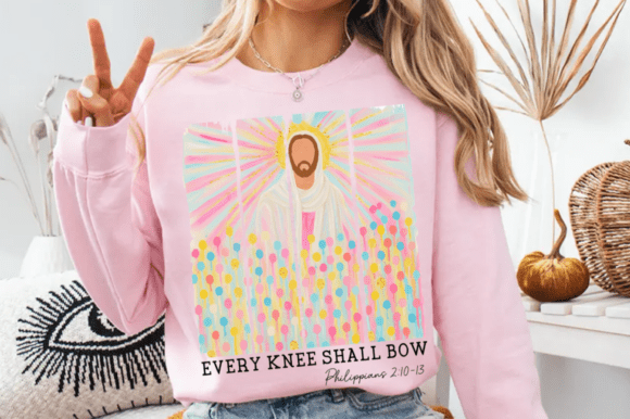 Every Knee Shall Bow PNG, Jesus PNG for T-Shirt Designs
